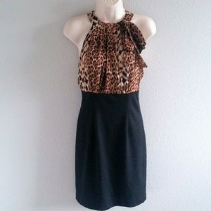 Leopard and Black Choker Dress